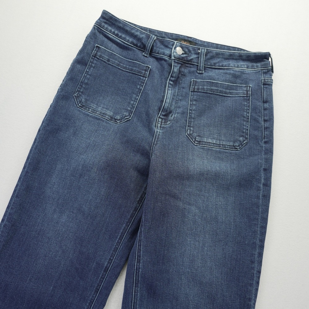 Quince Womens Bella Stretch Patch Pockets Wide Leg Crop Jeans Denim High Rise 32 - Picture 8 of 11